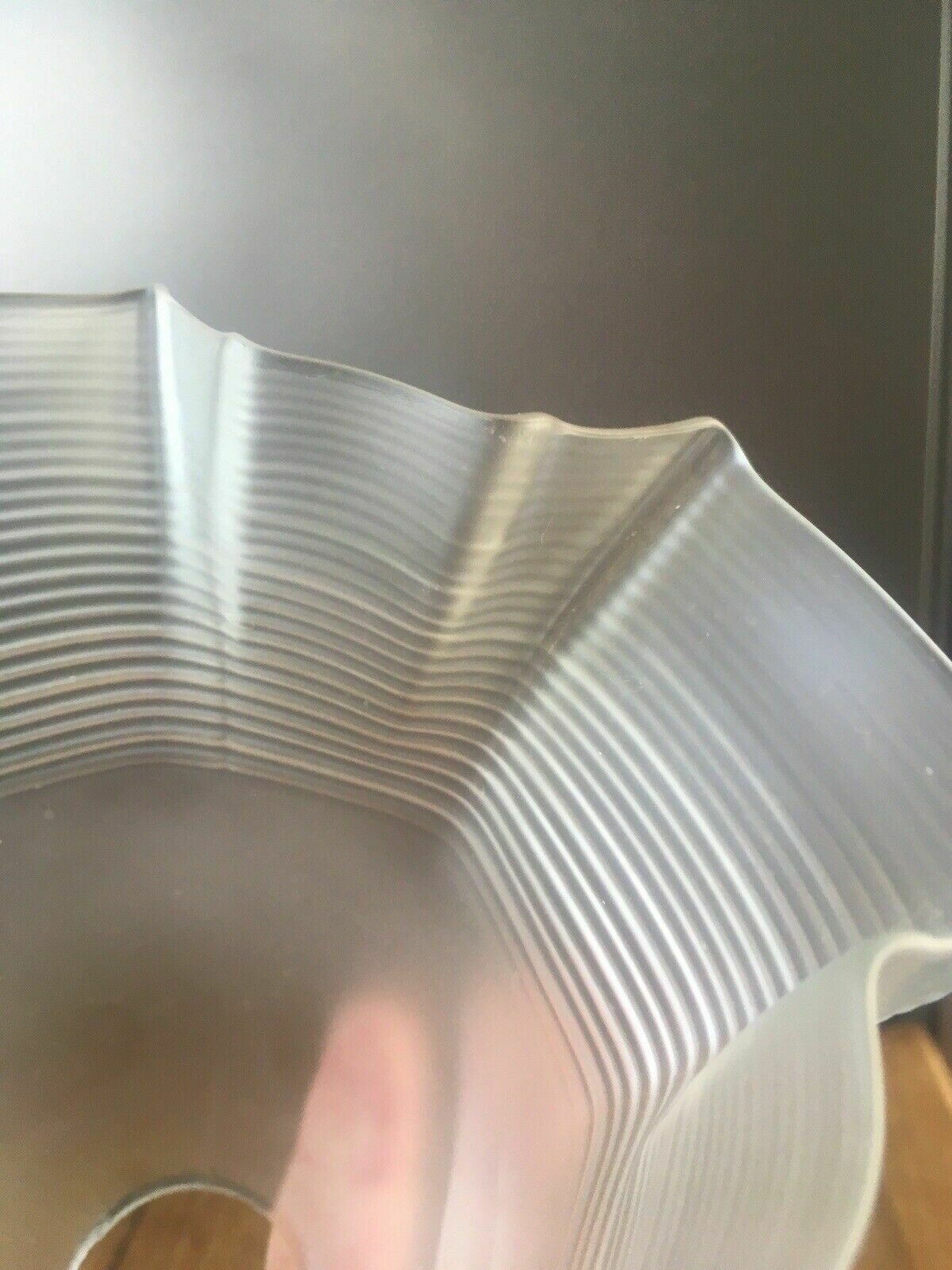 Quality Art Deco Unusual Cross Shaped Ribbed Fluted Glass Lamp Light Shade 20's photo vintage