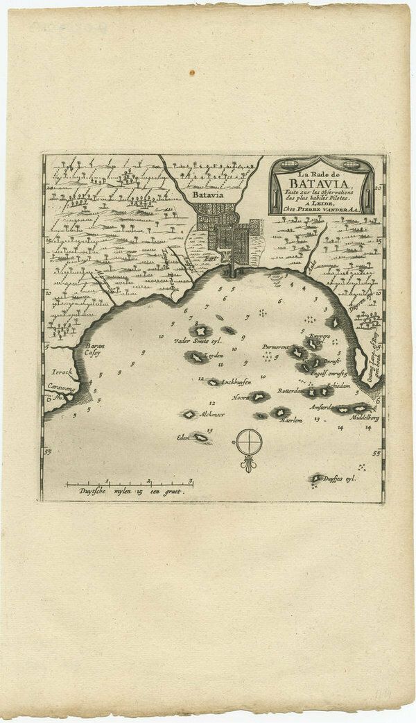 Antique Map Of Batavia, Jakarta, Indonesia