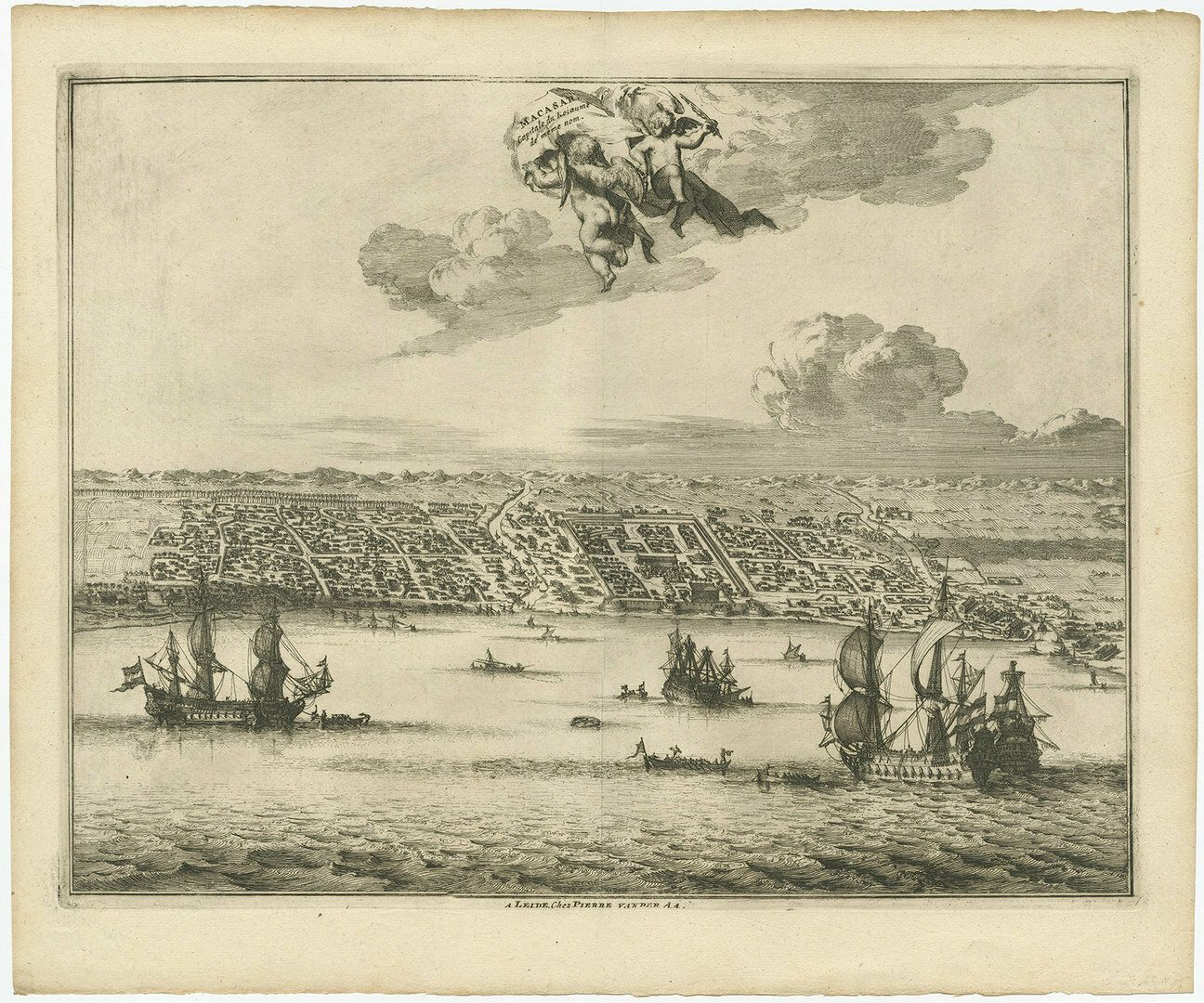 Antique Print Of Makassar, South Sulawesi, Indonesia