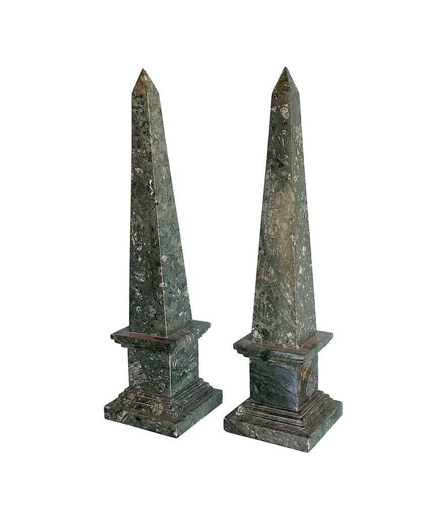 A Pair Of Italian Verde Indio Green Marble Obelisks photo 1350.0