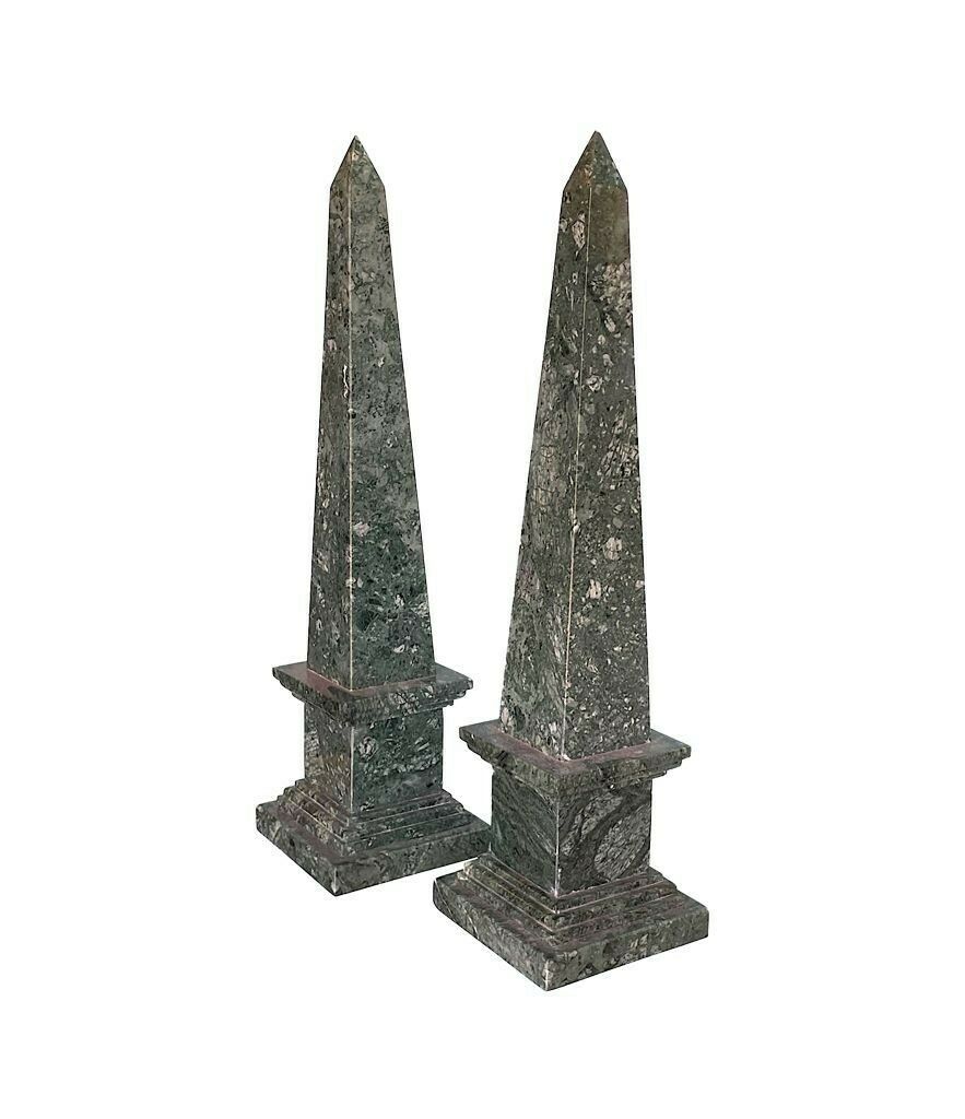 A Pair Of Italian Verde Indio Green Marble Obelisks photo buy