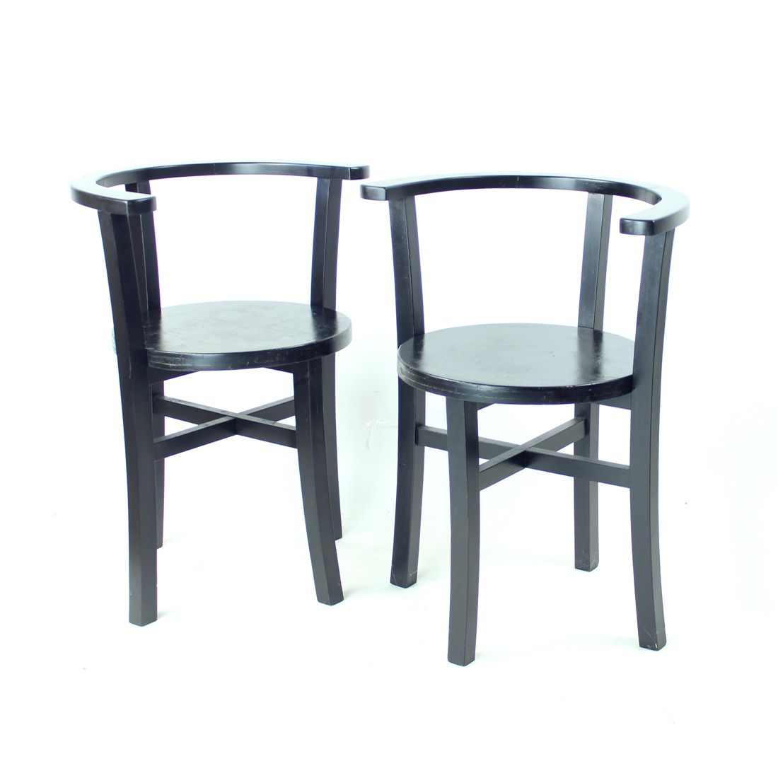 Set Of 4, Black Oak Dining Chairs, Czechoslovakia 1930s photo 1200.0