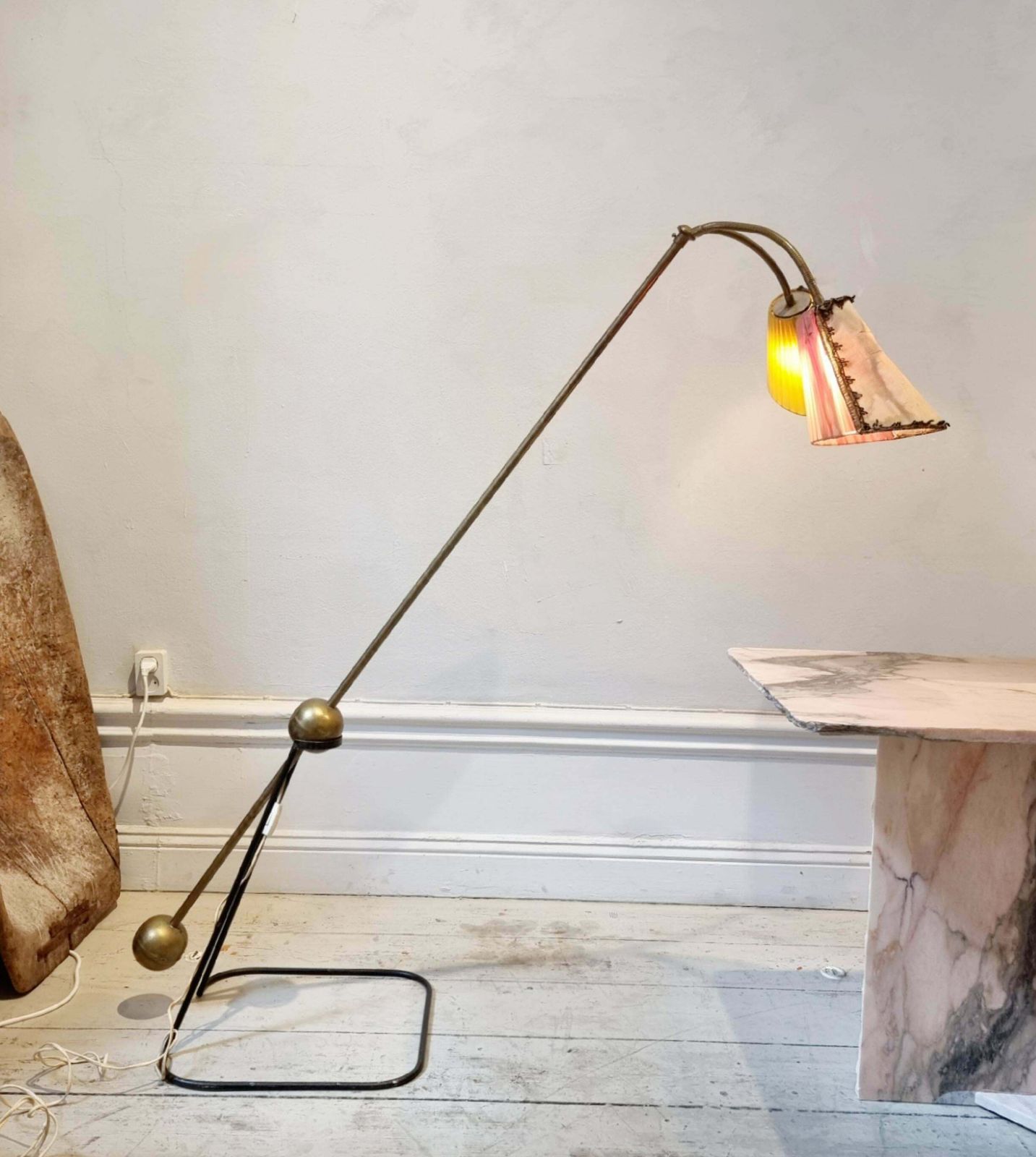Floor Lamp In Brass And Lacquered Steel, Luci Milano, Midcentury Modern, Italian photo furniture