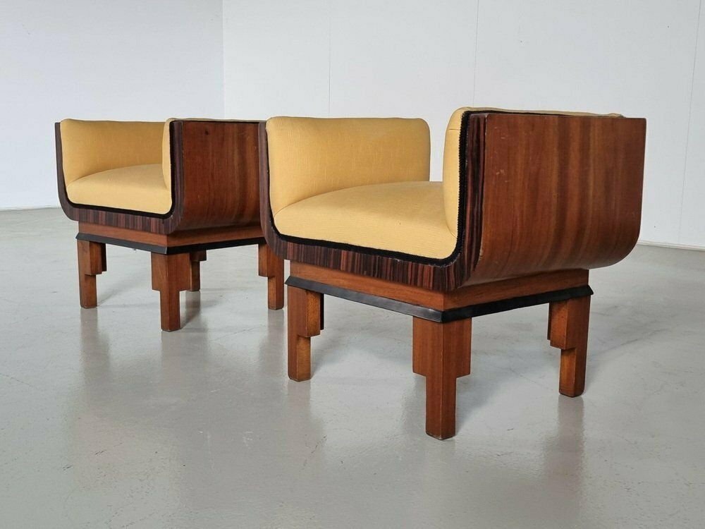 Italian Art Deco Style Walnut Benches, 1950s, Set Of 2 photo Furniture