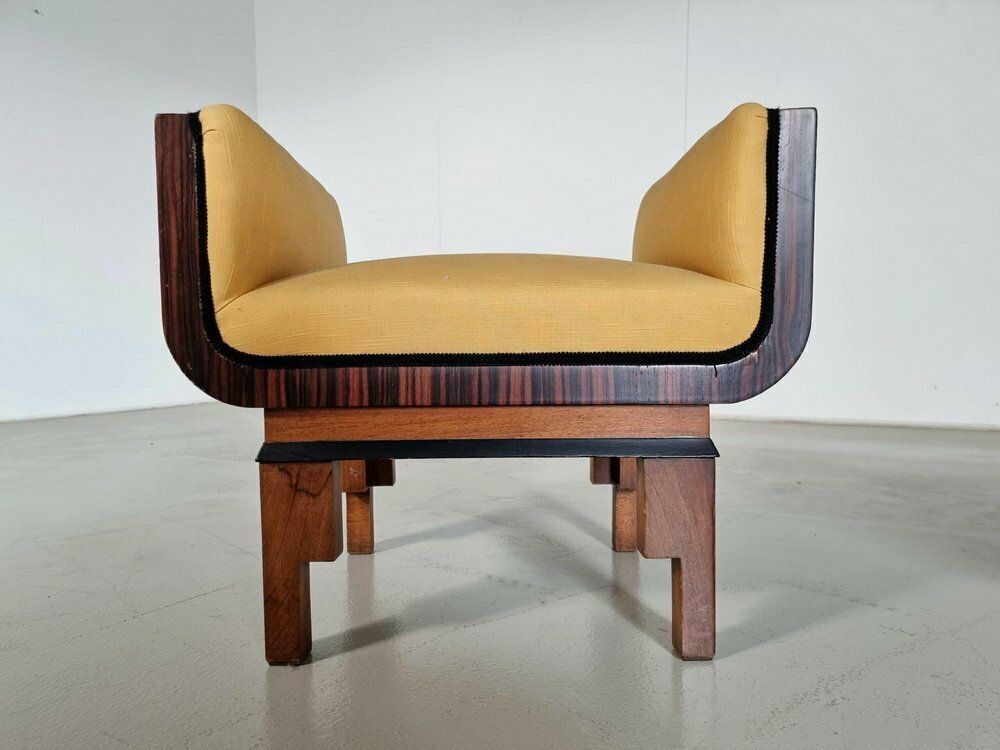 Italian Art Deco Style Walnut Benches, 1950s, Set Of 2 photo vinterior