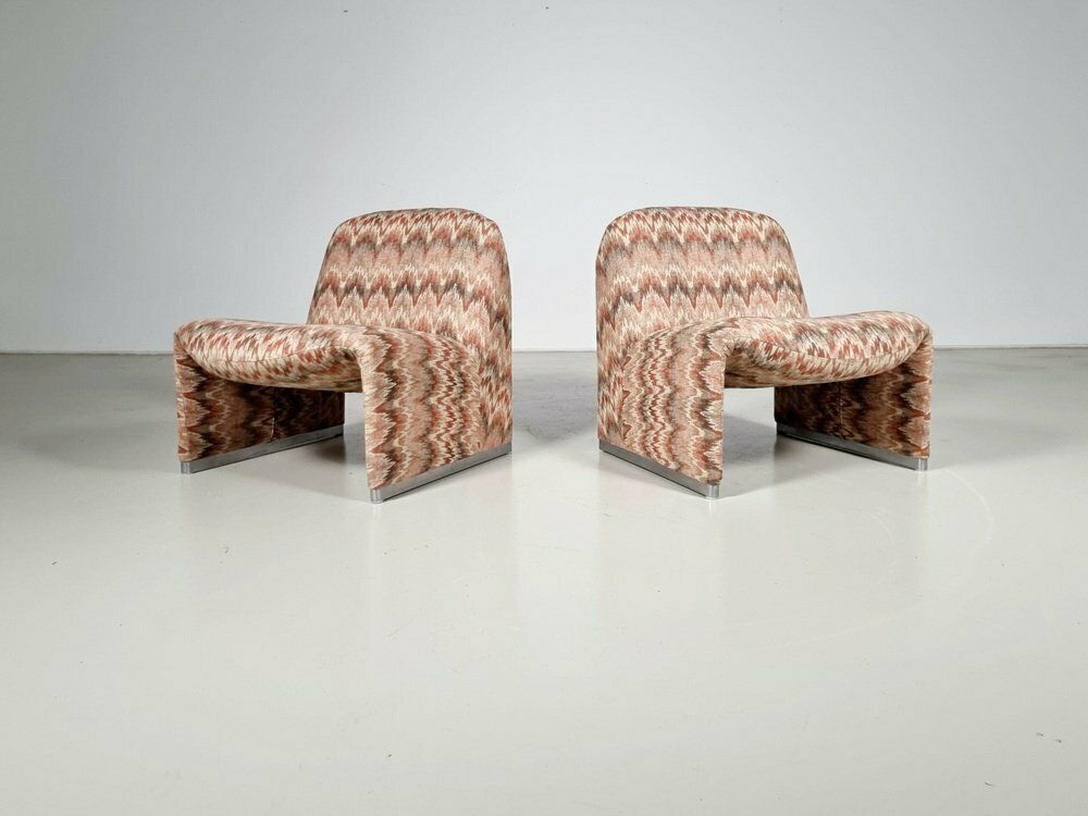 Alky Chairs In Wool Fabric By Giancarlo Piretti For Castelli, 1970s, Set Of 2
