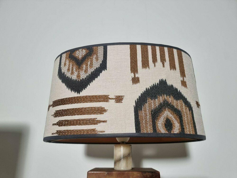 Mid Century Italian Red And Cream Marble Table Lamps, 1960s, Set Of 2 photo vintage