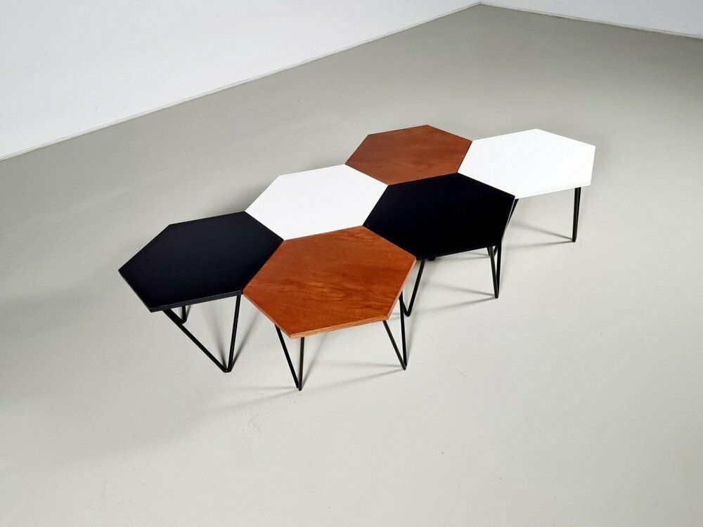 Hexagonal Coffee Tables By Isa Bergamo For Gio Ponti, 1950s, Set Of 6 photo for sale