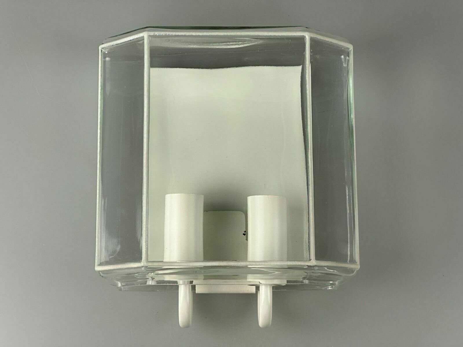 60s 70s Wall Lamp Glashütte Limburg Germany Glass & Metal Age Design photo for sale