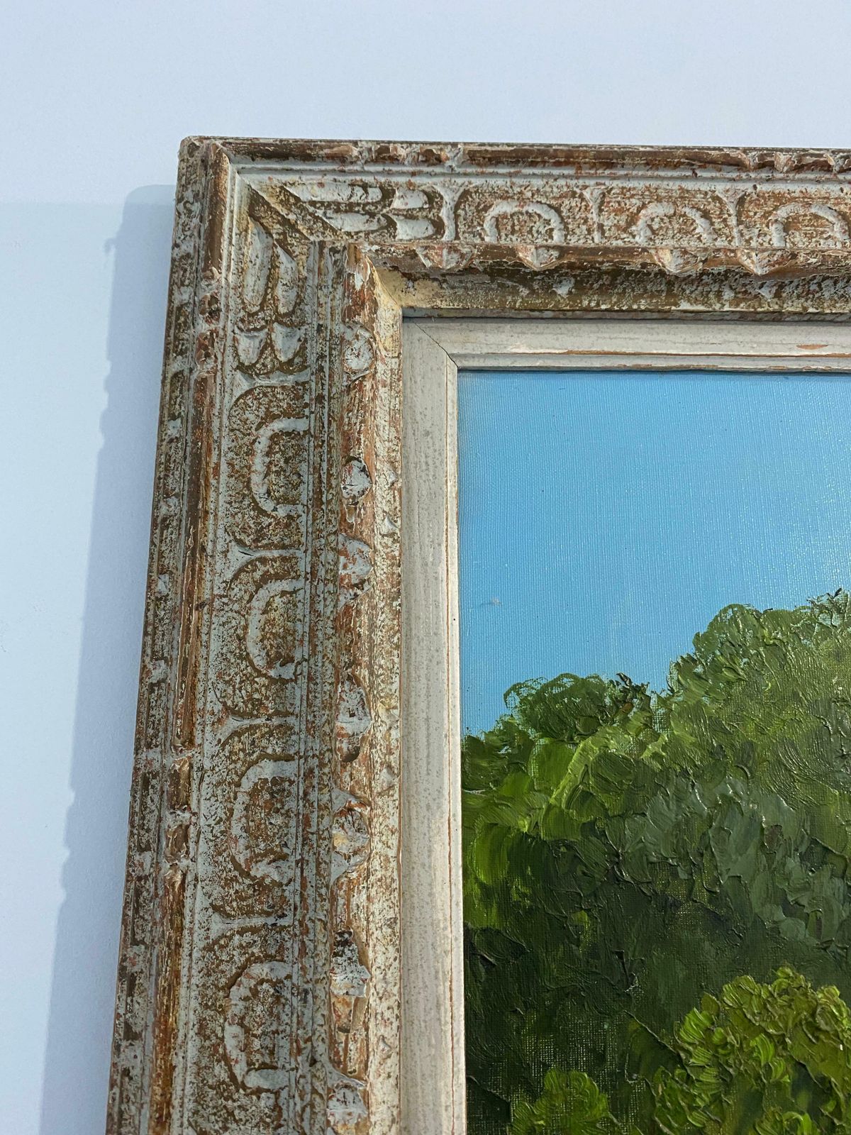 photo for sale Oil Painting "Landscape With Bridge" Signed, France 1960