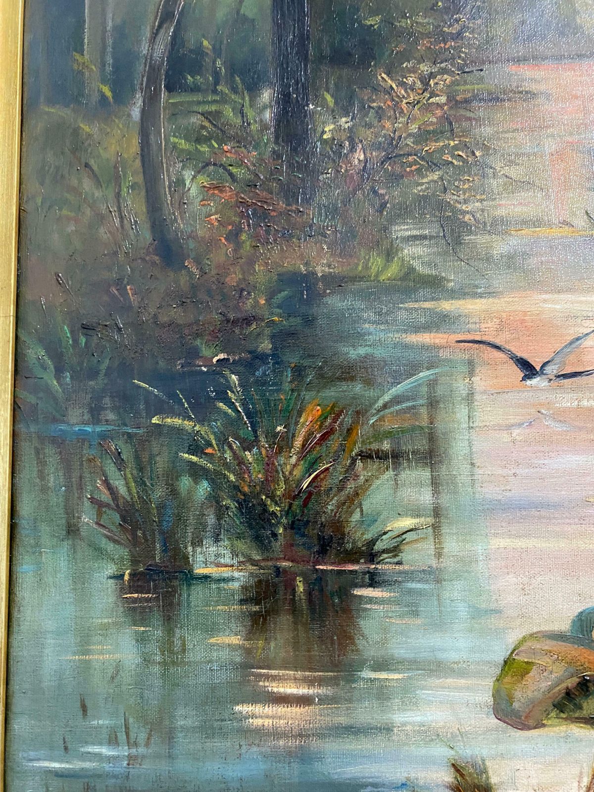 Antique Pair Of Oil Paintings "Landscape "Signed , Germany, Jugendstil, 1901 photo for sale