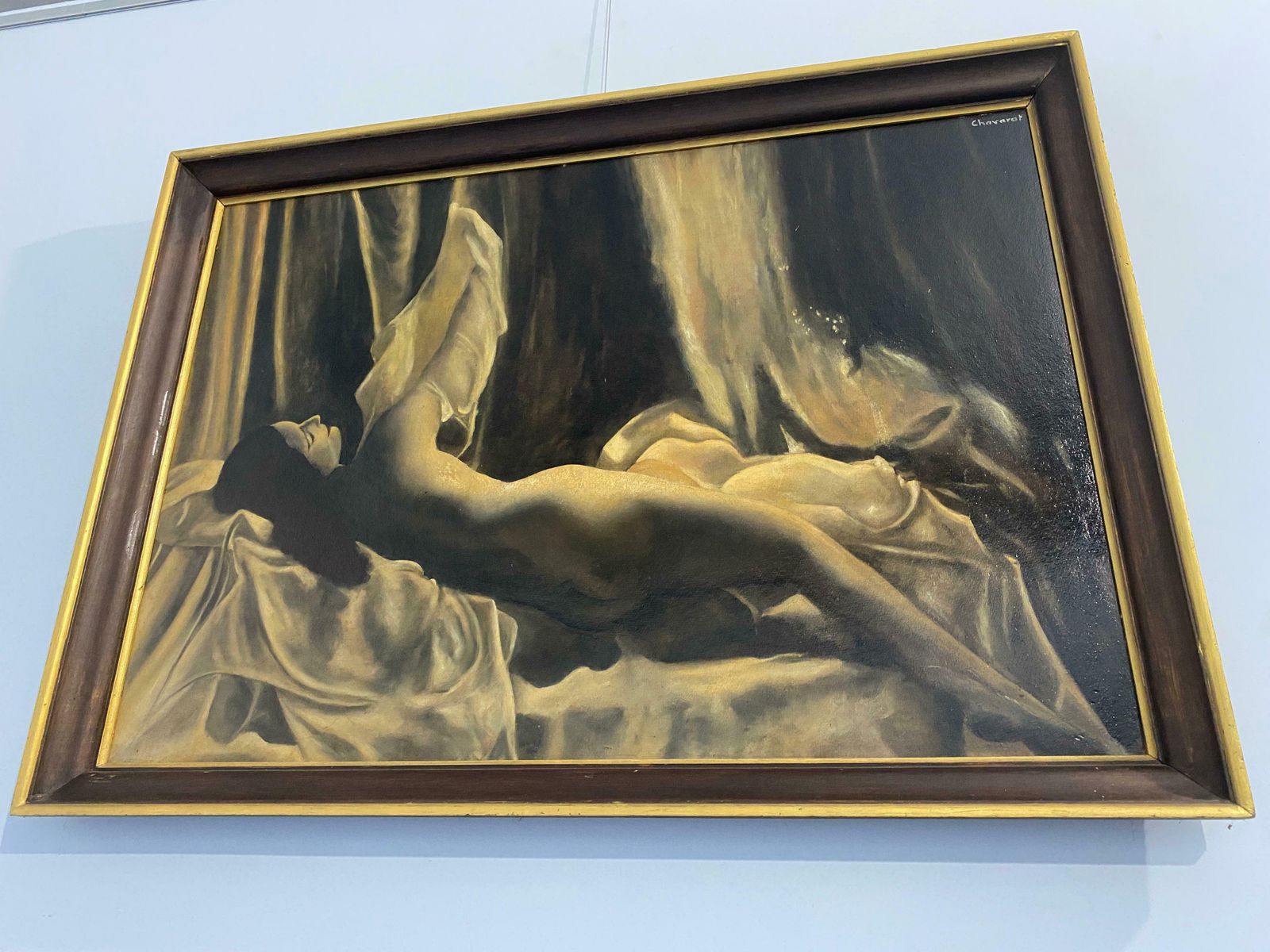 Antique French Art Deco Oil Painting "Female Nude" Signed Chavarot photo 1681.0