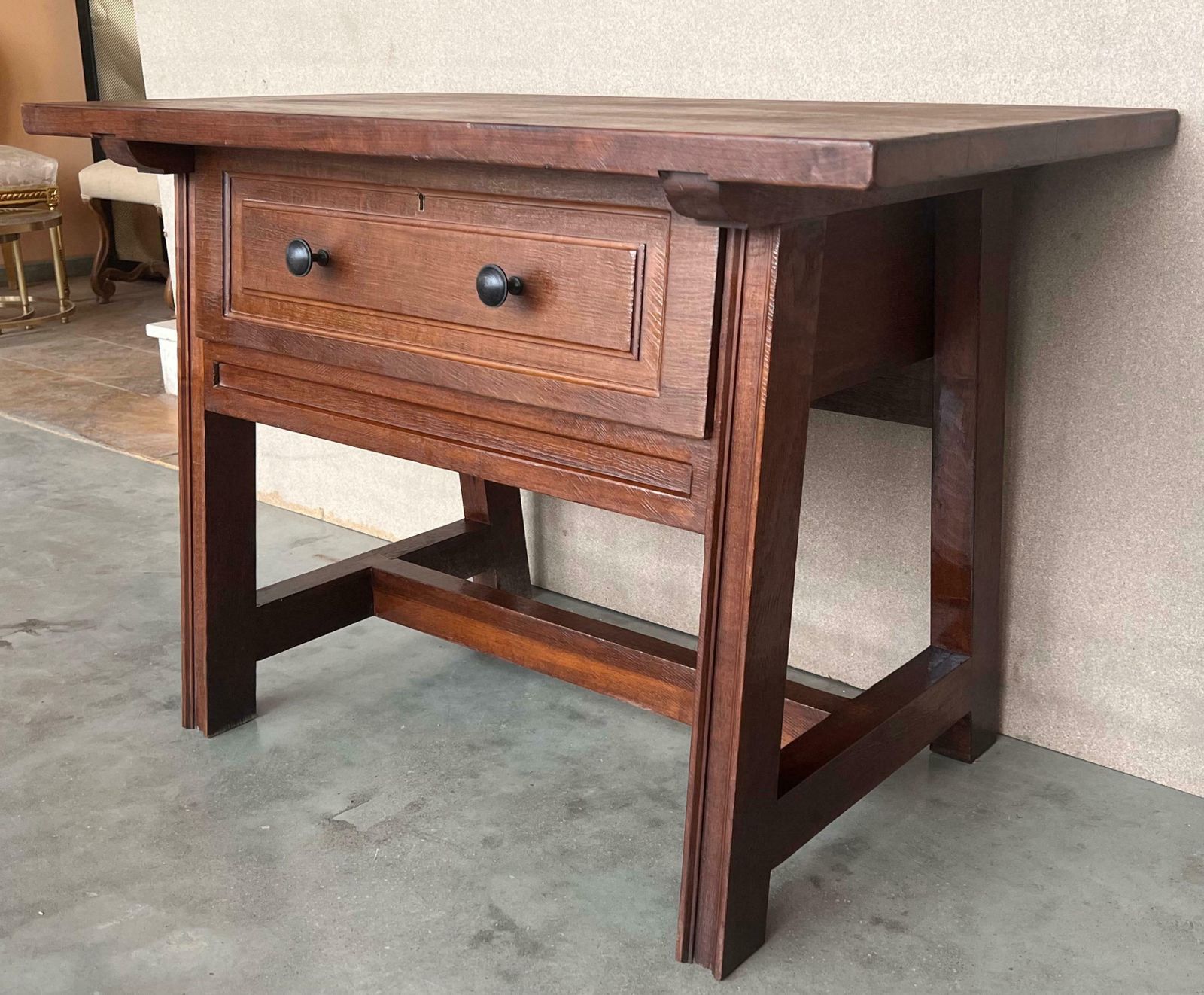 Late 19th Century Rustic Artisan Made Pyrenees Mountains Side Table End Table photo for sale