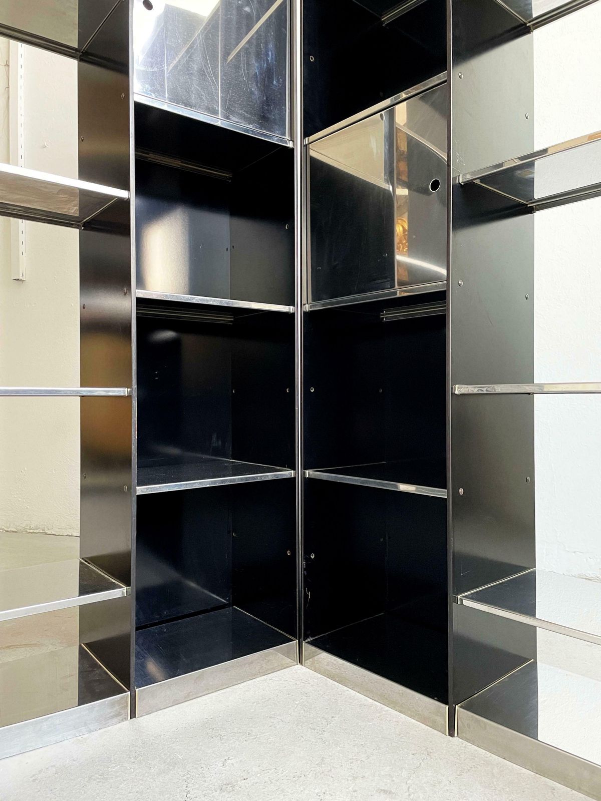 Pair Of Italian Modern Library Bookcase By Willy Rizzo For Cidue Italy 1970 photo for sale
