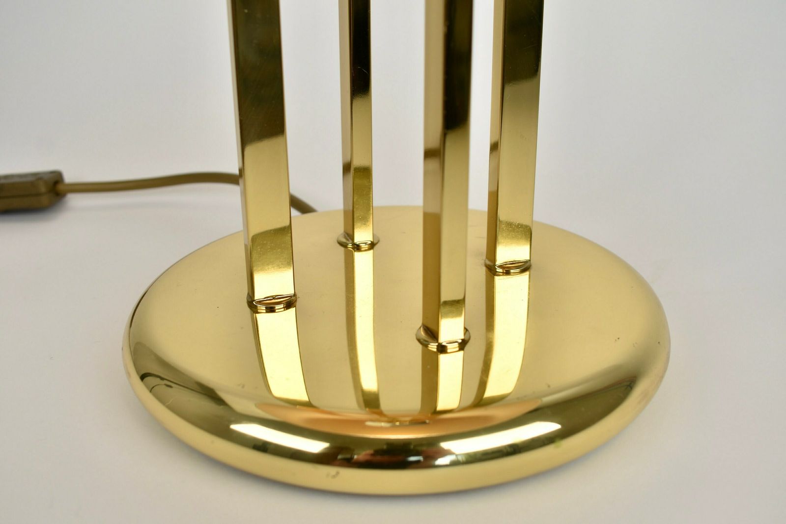 Rare Vintage Brass Statement Table Lamp | Hollywood Regency Accent Light | Mid Century Modern | Postmodern Gold White 1970s 1980s Eighties photo 555.0