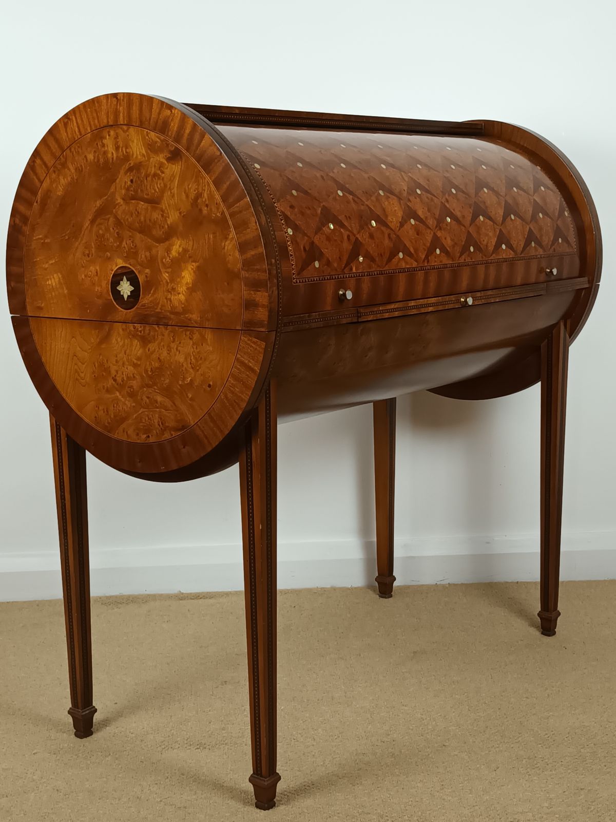 Italian Art Deco Inlaid Cylinder Desk By Carpanelli Of Milan