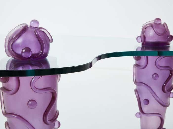 Large Signed Purple Resin Glass Coffee Table Garouste And Bonetti 1990s photo Furniture