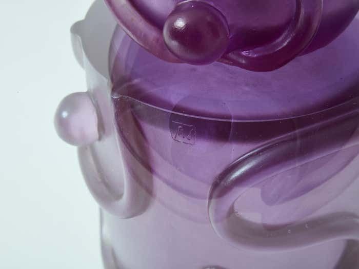 Large Signed Purple Resin Glass Coffee Table Garouste And Bonetti 1990s photo vintage