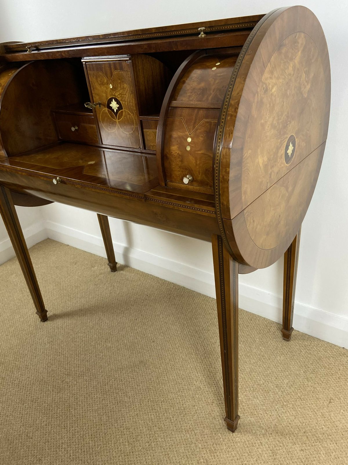 photo buy Italian Art Deco Inlaid Cylinder Desk By Carpanelli Of Milan