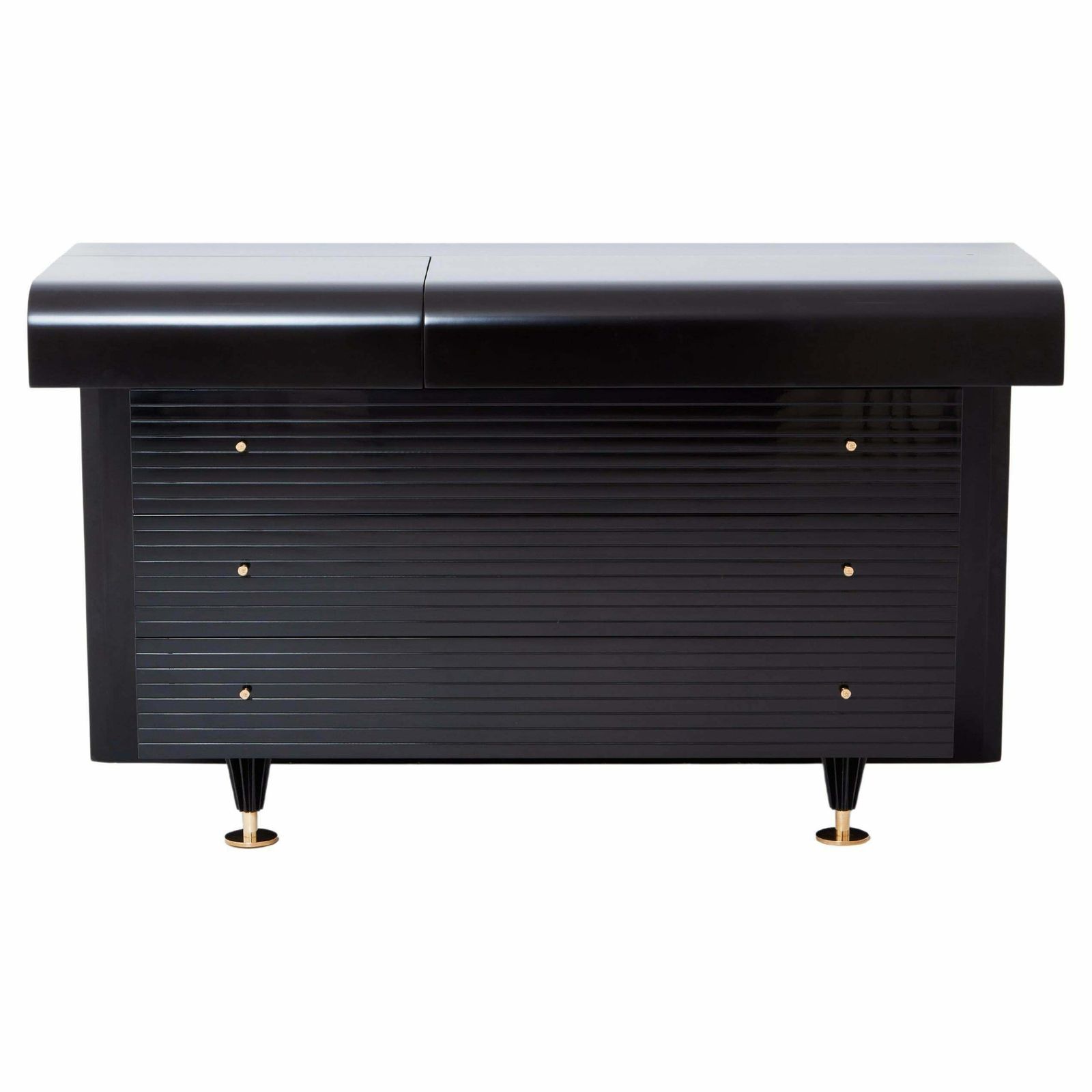 Commode Pierre Cardin laquée noire et laiton, années 1980