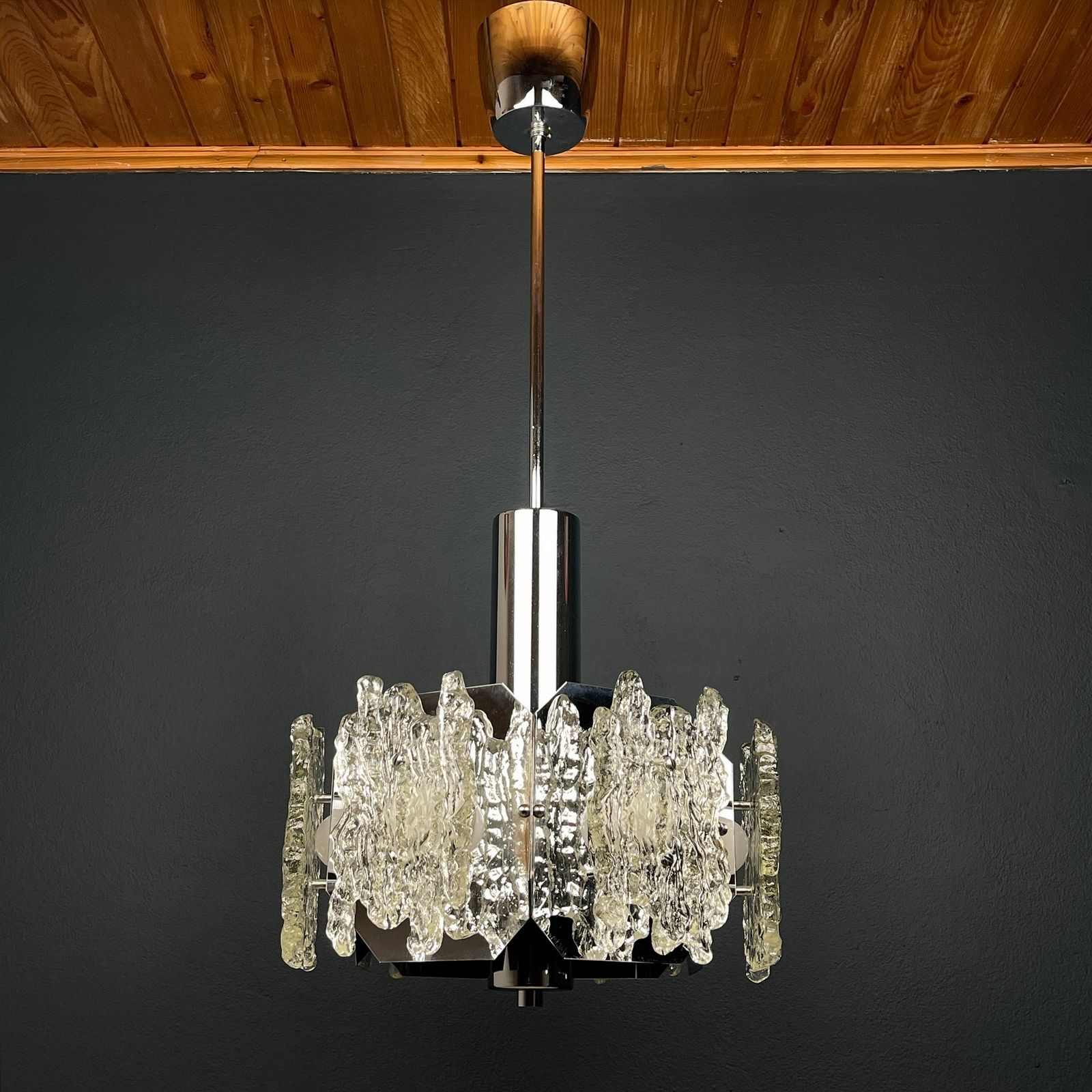 Mid Century Ice Murano Glass Chandelier Italy 1970s photo Lighting