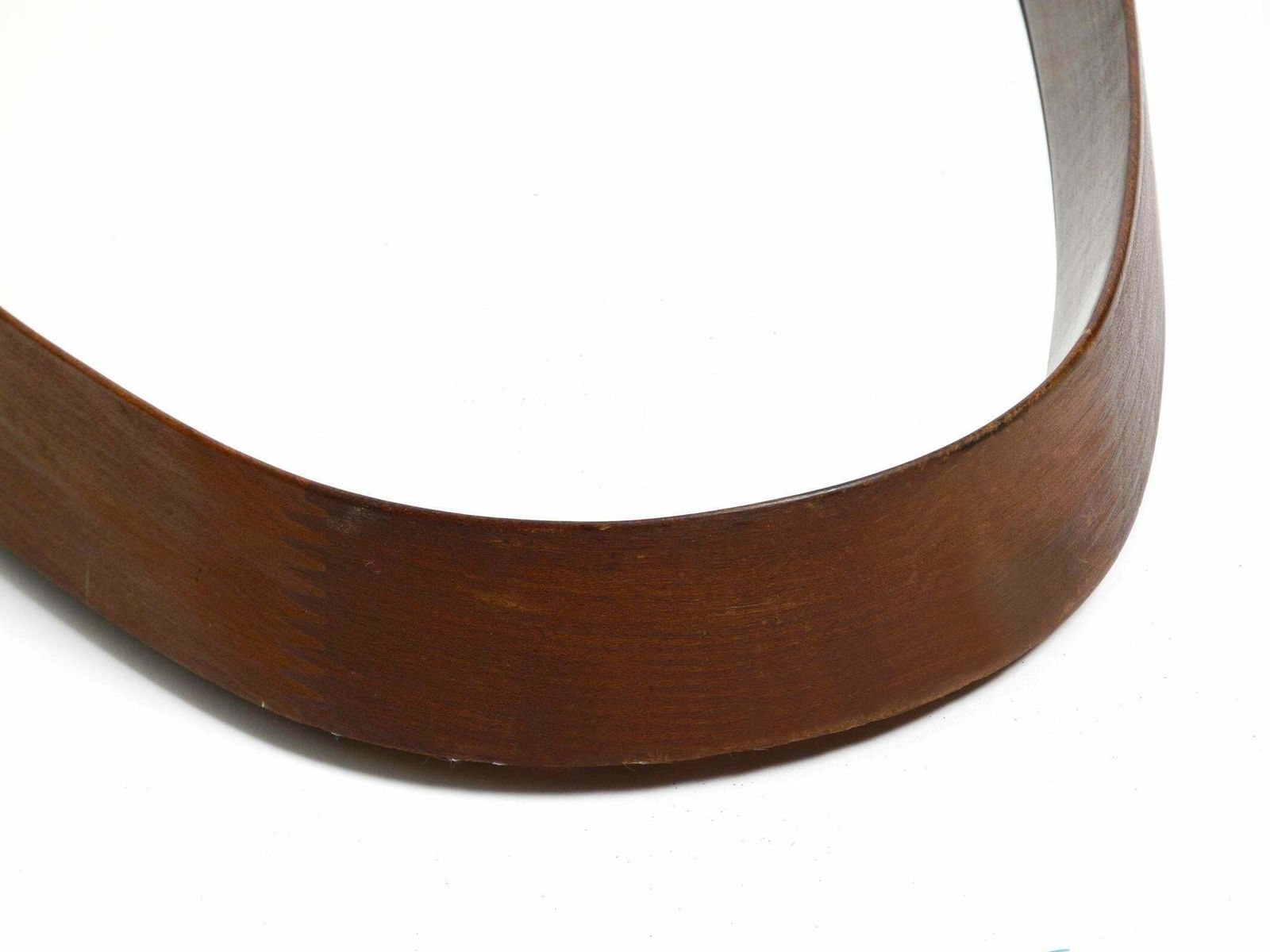 1960s Oval Large Teak Wall Mirror With Thick Nylon Rope Made In Italy photo vintage