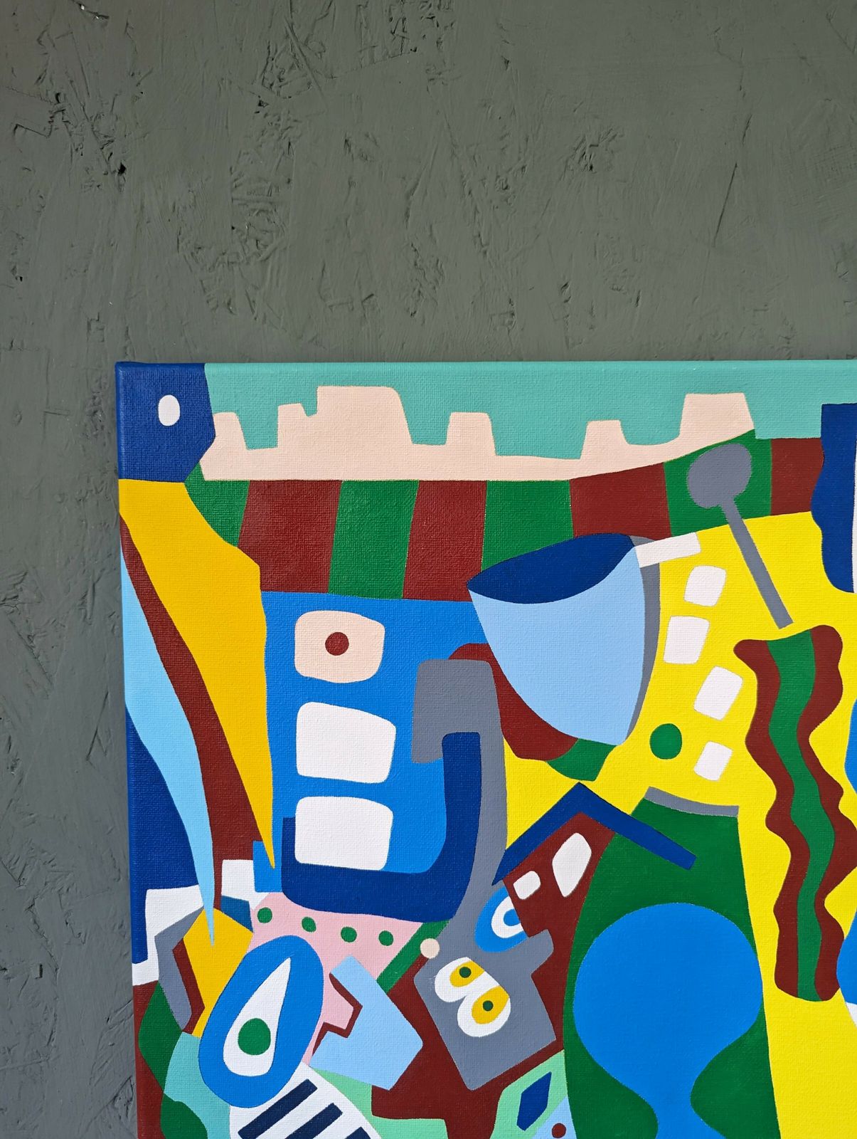 Contemporary Abstract Oil Painting, Blue Tiger, Unframed photo 594.0