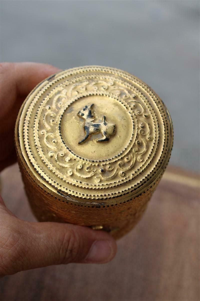 Chinese Lacquer Tobacco Box With 24 Carat Pure Gold Decorations 1940s photo vinterior