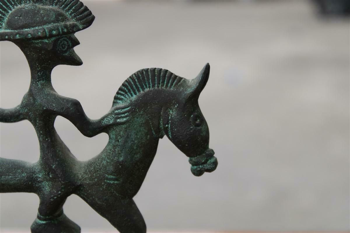 Mid Century Bronze Italian Sculpture With Black Marble Warrior On Horseback £702.09 photo vintage