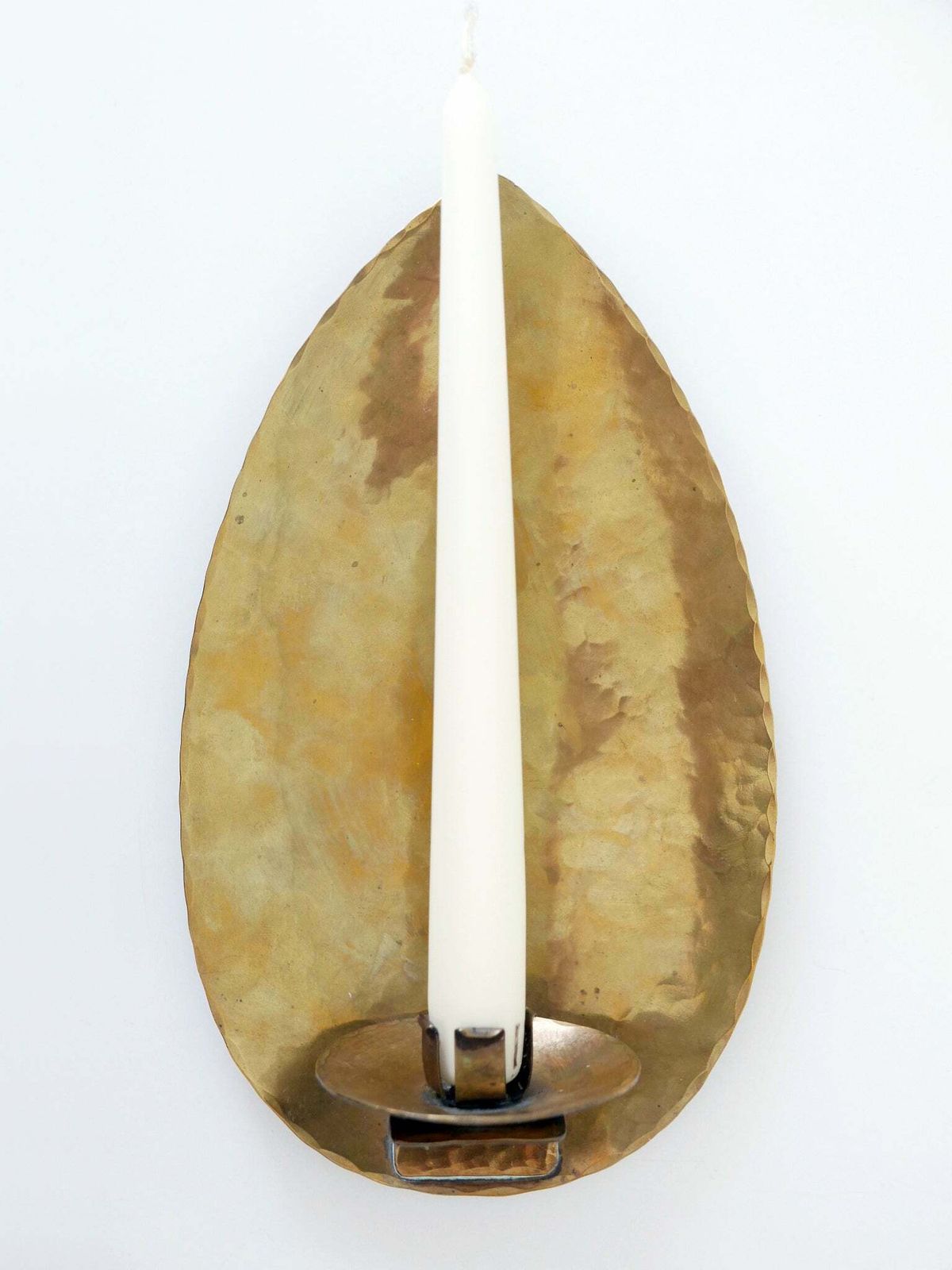Elegant Hammered Brass Bauhaus Candle Sconce 1930s Germany photo furniture
