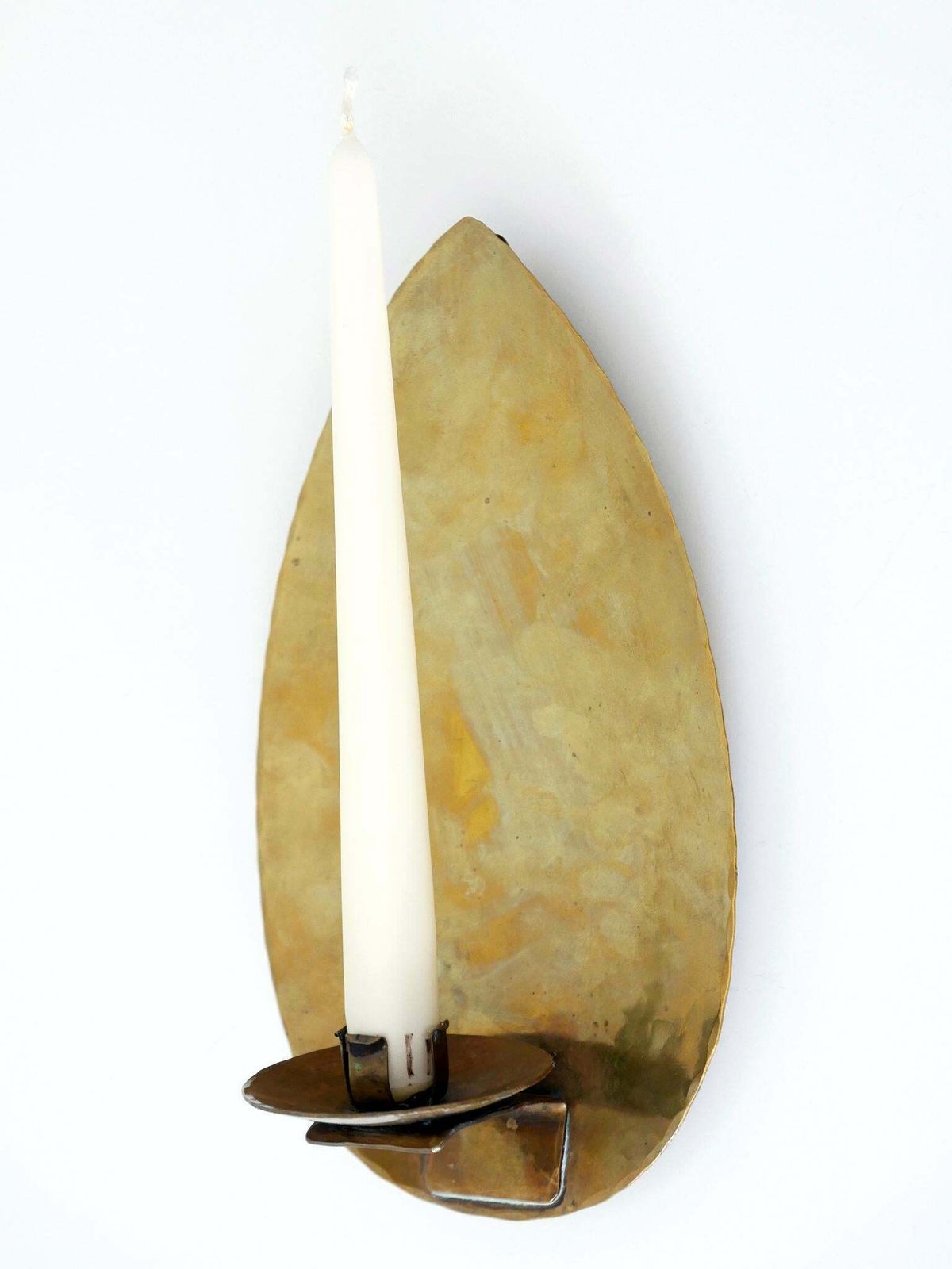 1064.0 Elegant Hammered Brass Bauhaus Candle Sconce 1930s Germany photo