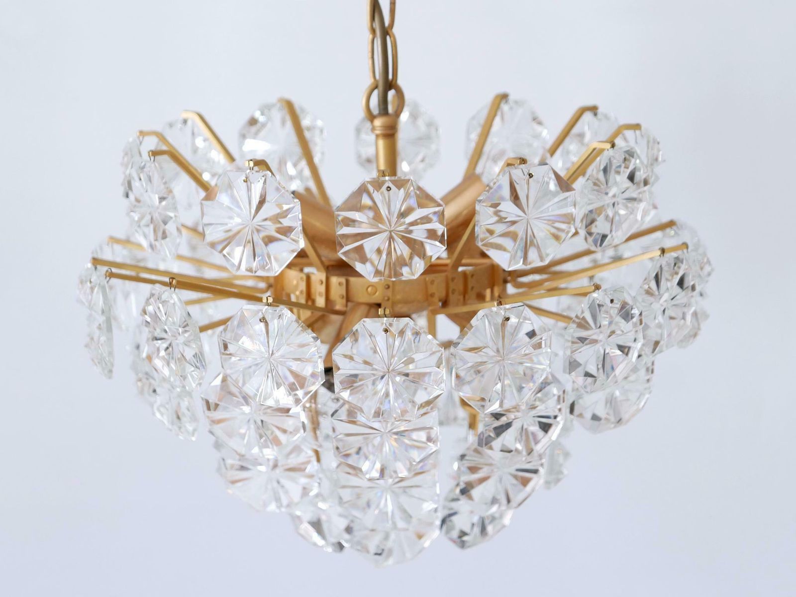 Elegant Mid Century Modern Crystal Chandelier By Christoph Palme Germany 1970s photo vinterior