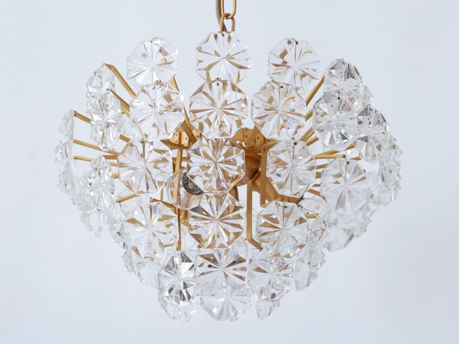 Elegant Mid Century Modern Crystal Chandelier By Christoph Palme Germany 1970s photo vintage