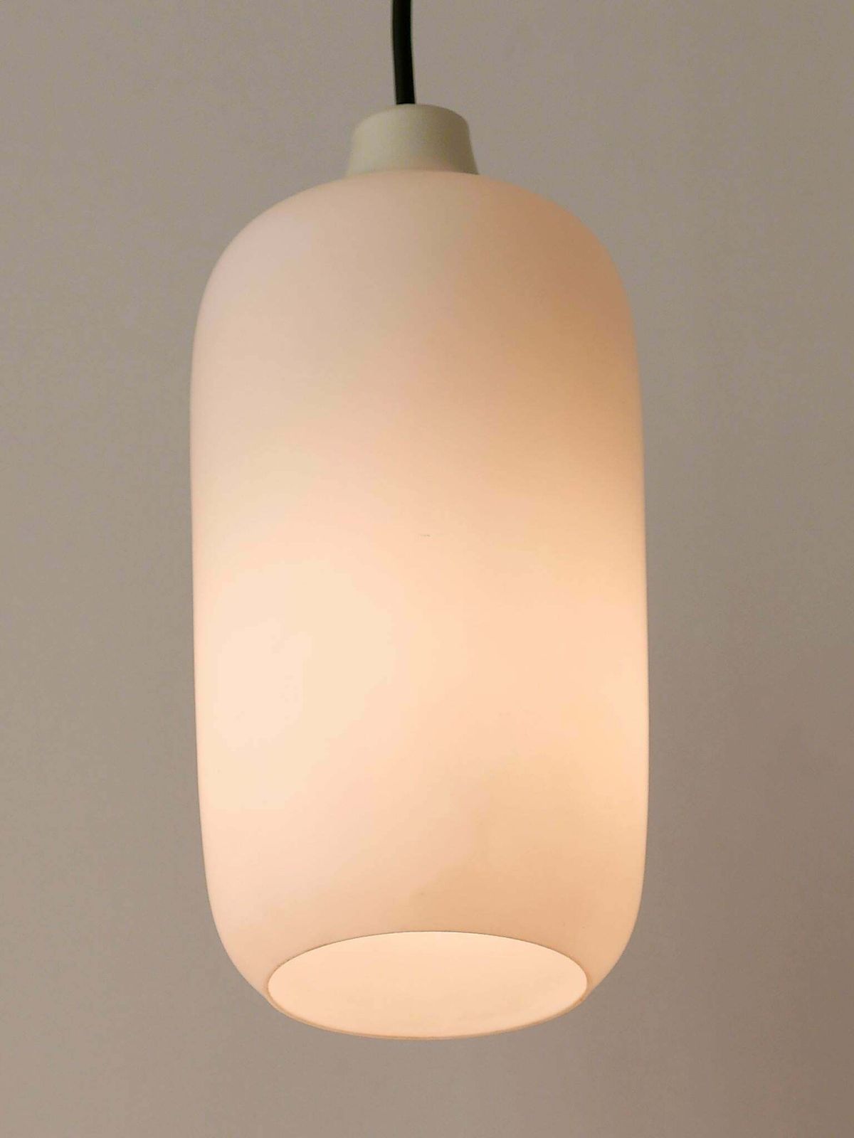 Lighting Set Of Two Elegant Scandinavian Opaline Glass Pendant Lamps 1960s photo