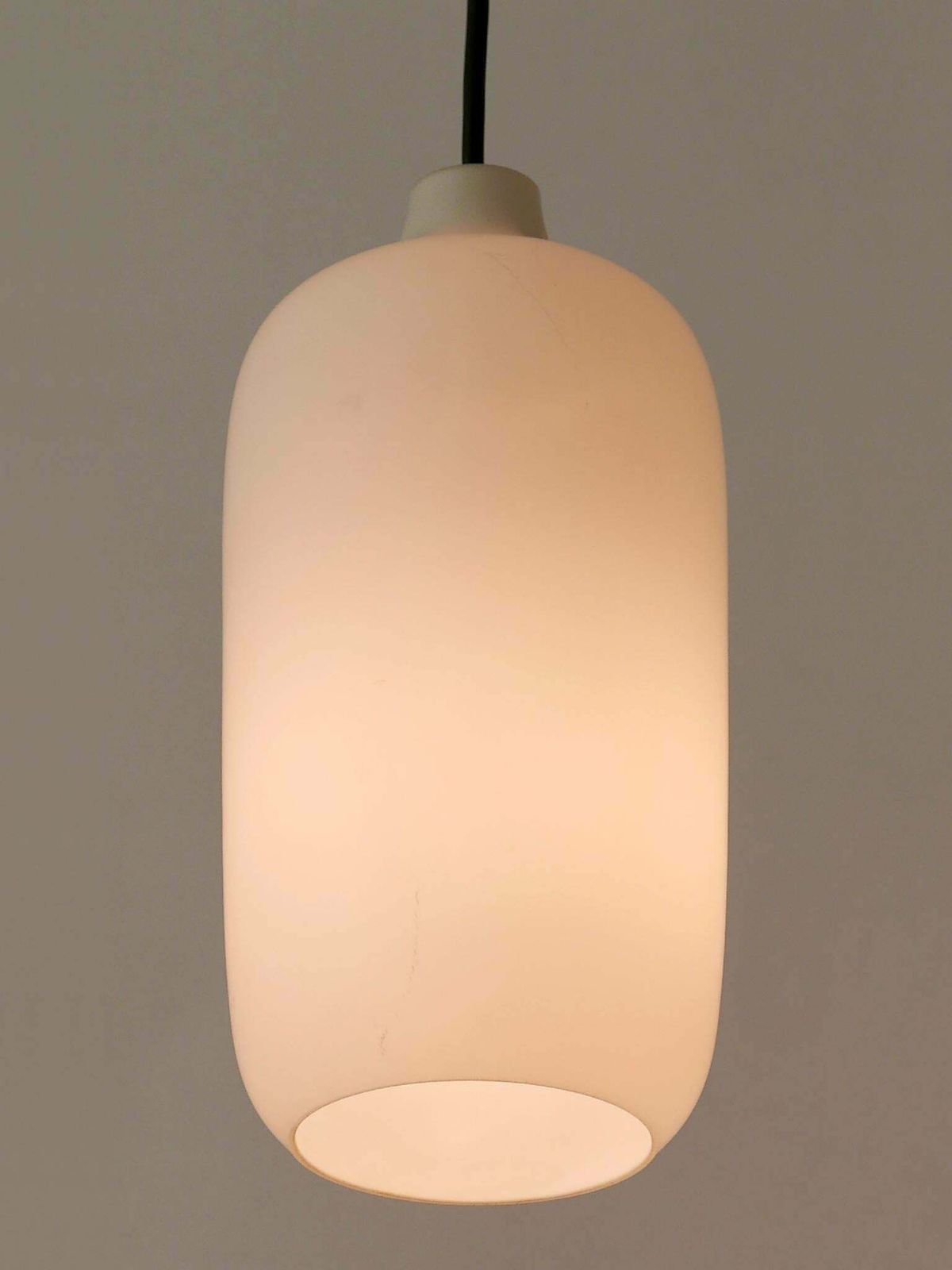 photo vinterior Set Of Two Elegant Scandinavian Opaline Glass Pendant Lamps 1960s
