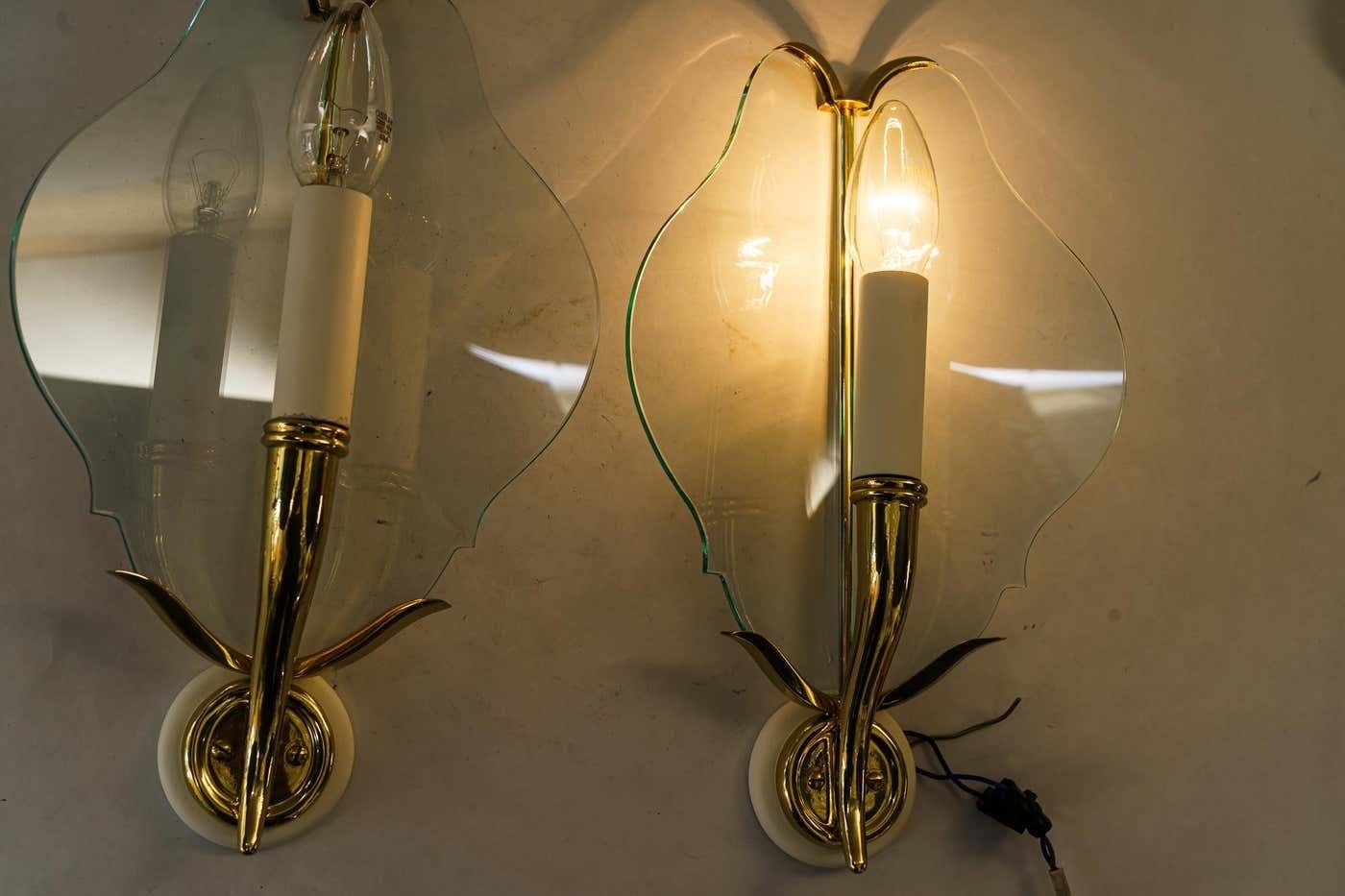 photo furniture 2 Rare Wall Lamps With Original Glass Shades Vienna Around 1950s