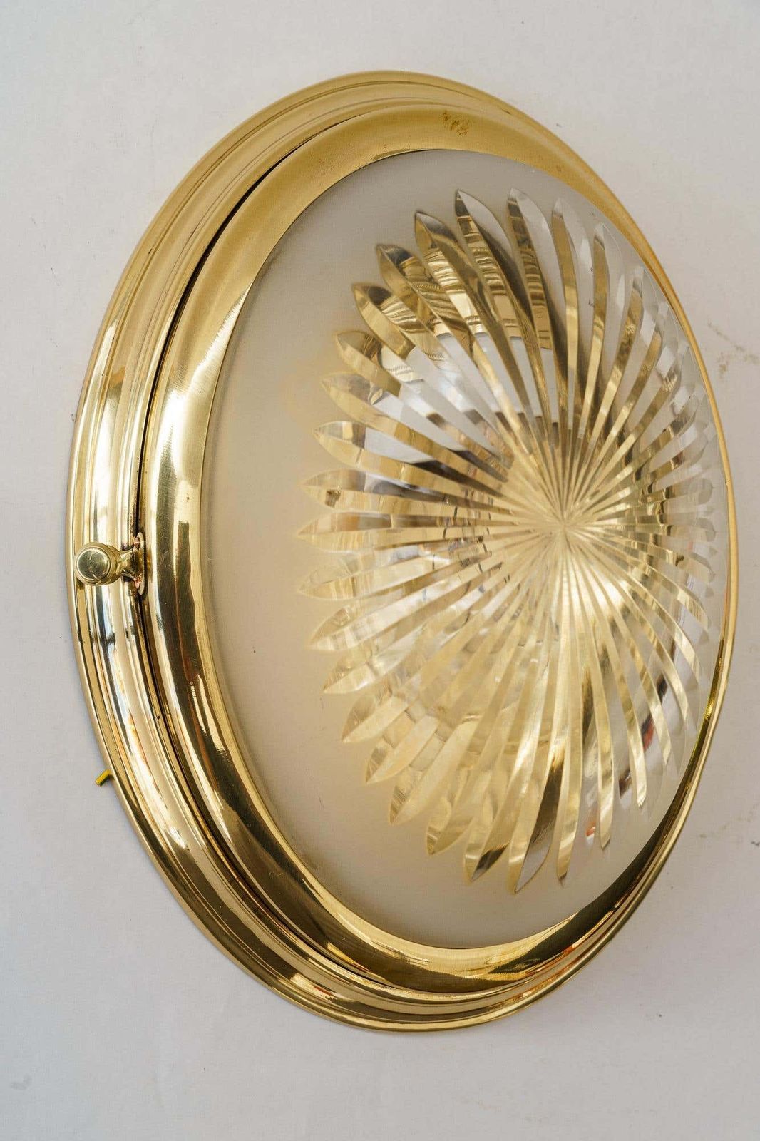Art Deco Wall Or Ceiling Lamp With Cut Glass Shade Vienna Around 1920s photo 667.0