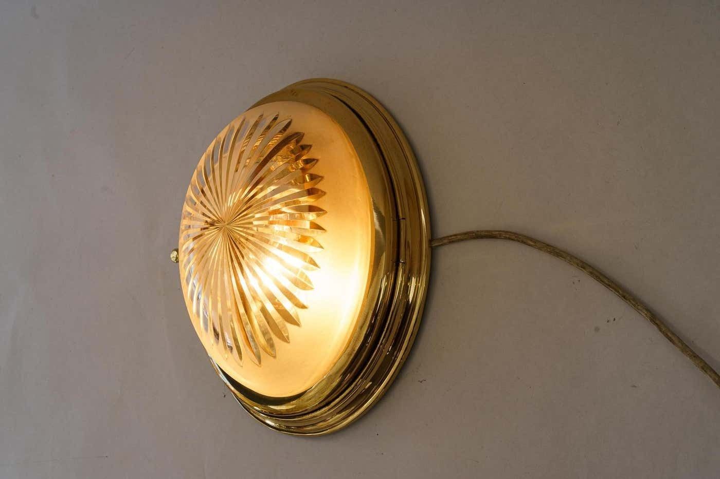 photo vintage Art Deco Wall Or Ceiling Lamp With Cut Glass Shade Vienna Around 1920s