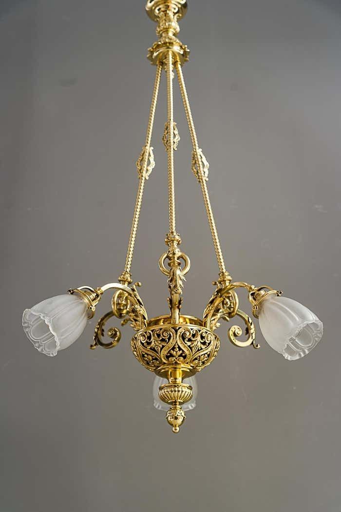 photo furniture Historic Chandelier Vienna Around 1890s With Original Antique Glass Shades