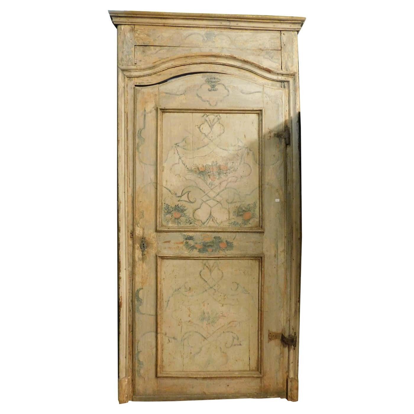 N.2 Painted And Lacquered Doors, Complete With Original Frame, Italy