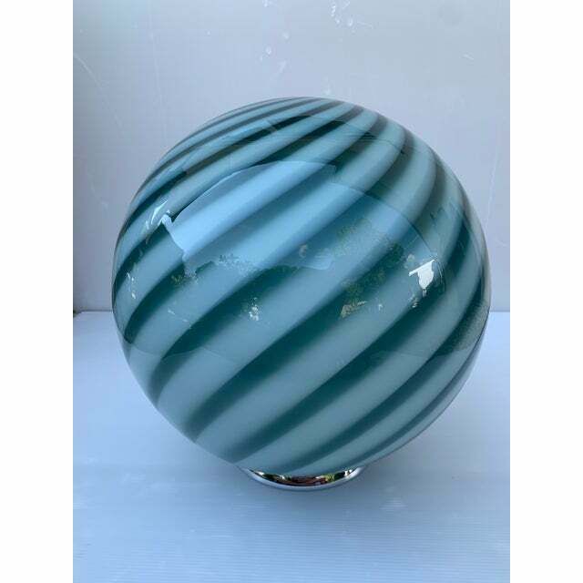 Contemporary Milky Green Sphere In Murano Glass Swirl Table Lamp