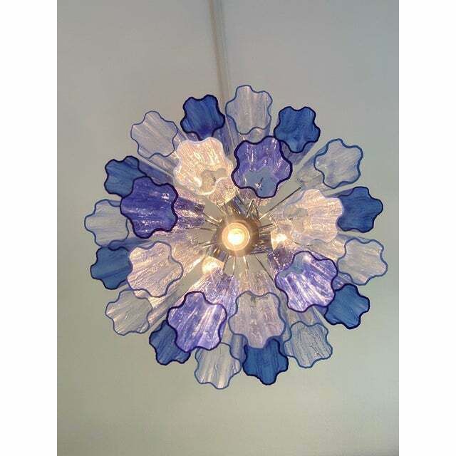 Contemporary Sky  Blue And Blue "Tronchi" Murano Glass Sputnik Chandelier photo buy