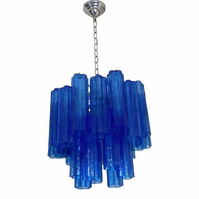Contemporary Blue "Tronchi" Murano Glass Sputnik Chandelier photo for sale