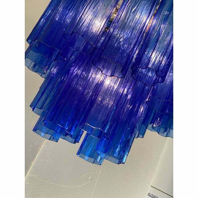 Contemporary Blue "Tronchi" Murano Glass Sputnik Chandelier photo vinterior