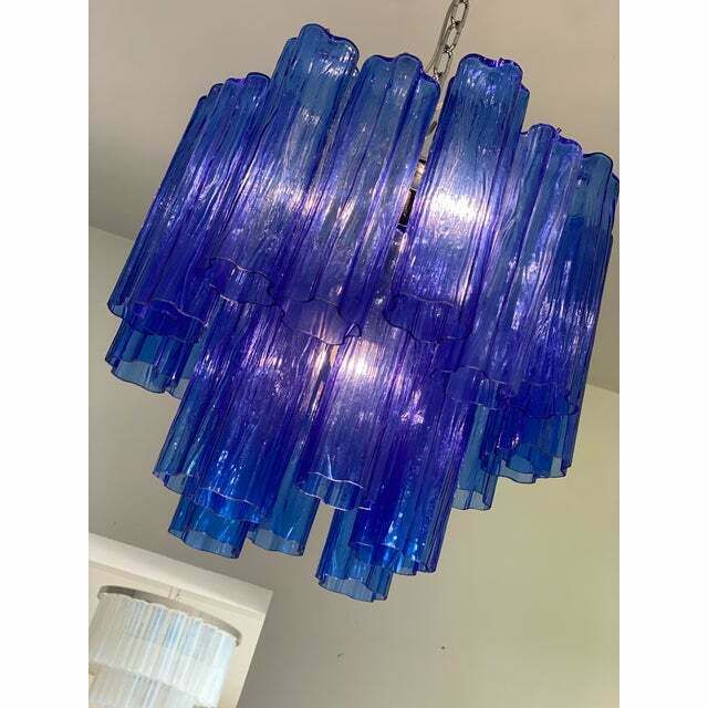 Contemporary Blue "Tronchi" Murano Glass Sputnik Chandelier photo buy