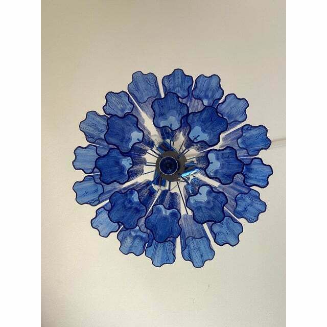photo for sale Contemporary Blue "Tronchi" Murano Glass Sputnik Chandelier