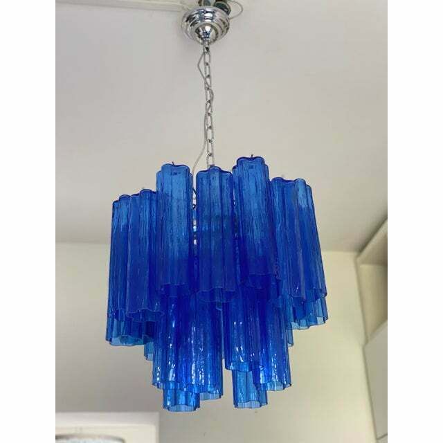 Lighting Contemporary Blue "Tronchi" Murano Glass Sputnik Chandelier photo