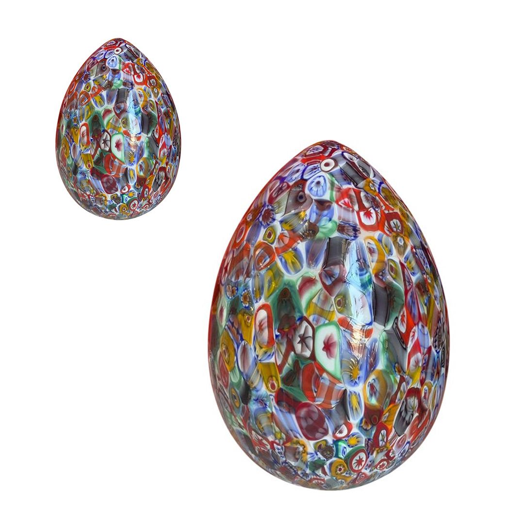 Floral Multicolor Murano Style Glass Egg Small Table Lamp, Lot Of 2 Or A Pair Of Chandeliers