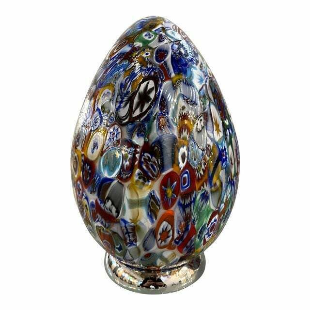 Contemporary Murano Glass Style Venetian Multicolored Millefiori Murrine Table Lamp, Lot Of 2 Or A Pair Of Chandeliers photo furniture