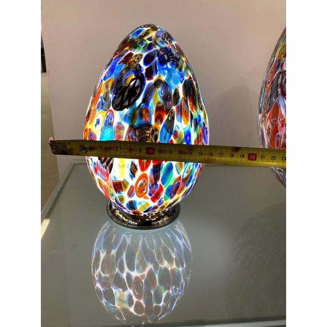 Contemporary Murano Glass Style Venetian Multicolored Millefiori Murrine Table Lamp, Lot Of 2 Or A Pair Of Chandeliers photo for sale